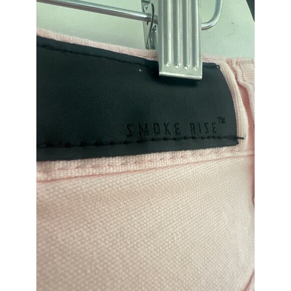 Smoke rise 12" SLIM disstressed rip and repaired twill shirts BRUSHED PINK Sz 38 - Picture 8 of 10